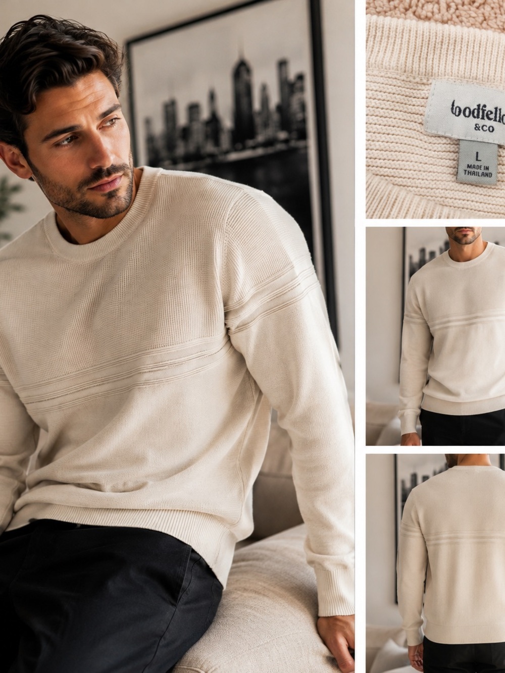 Goodfellow & Co Cream Crewneck Sweater - Men's